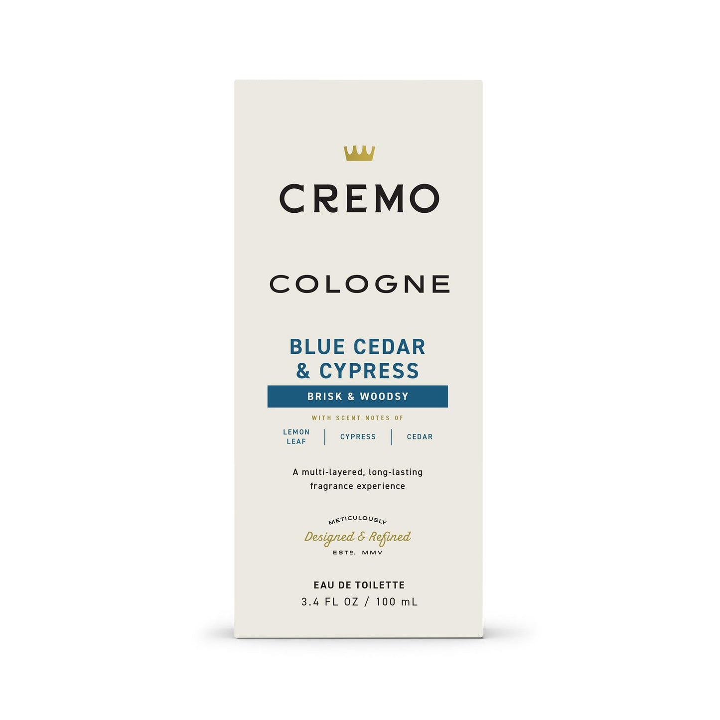 Cremo Blue Cedar & Cypress Cologne Spray, a Woodsy Scent with Notes of Lemon
