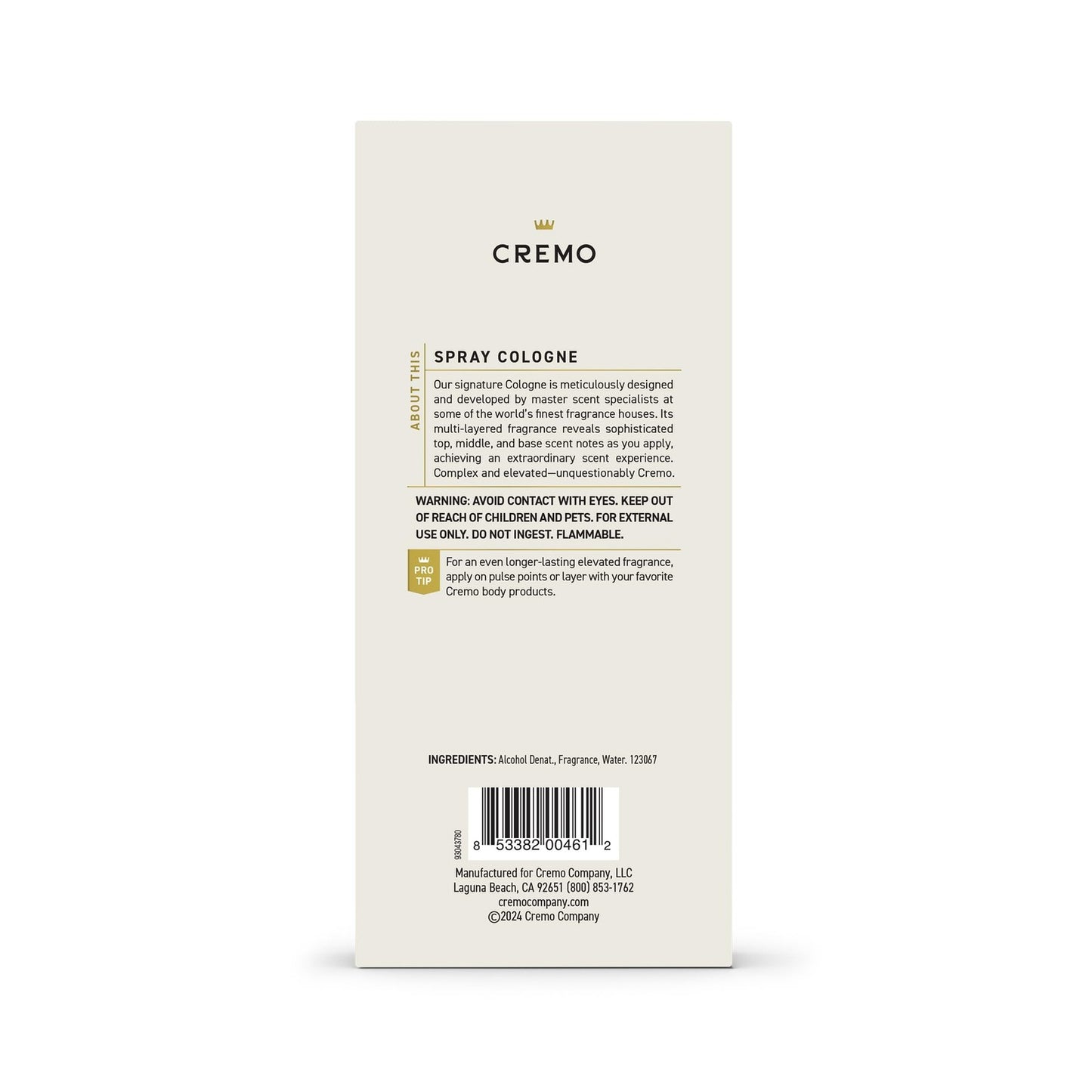 Cremo Blue Cedar & Cypress Cologne Spray, a Woodsy Scent with Notes of Lemon