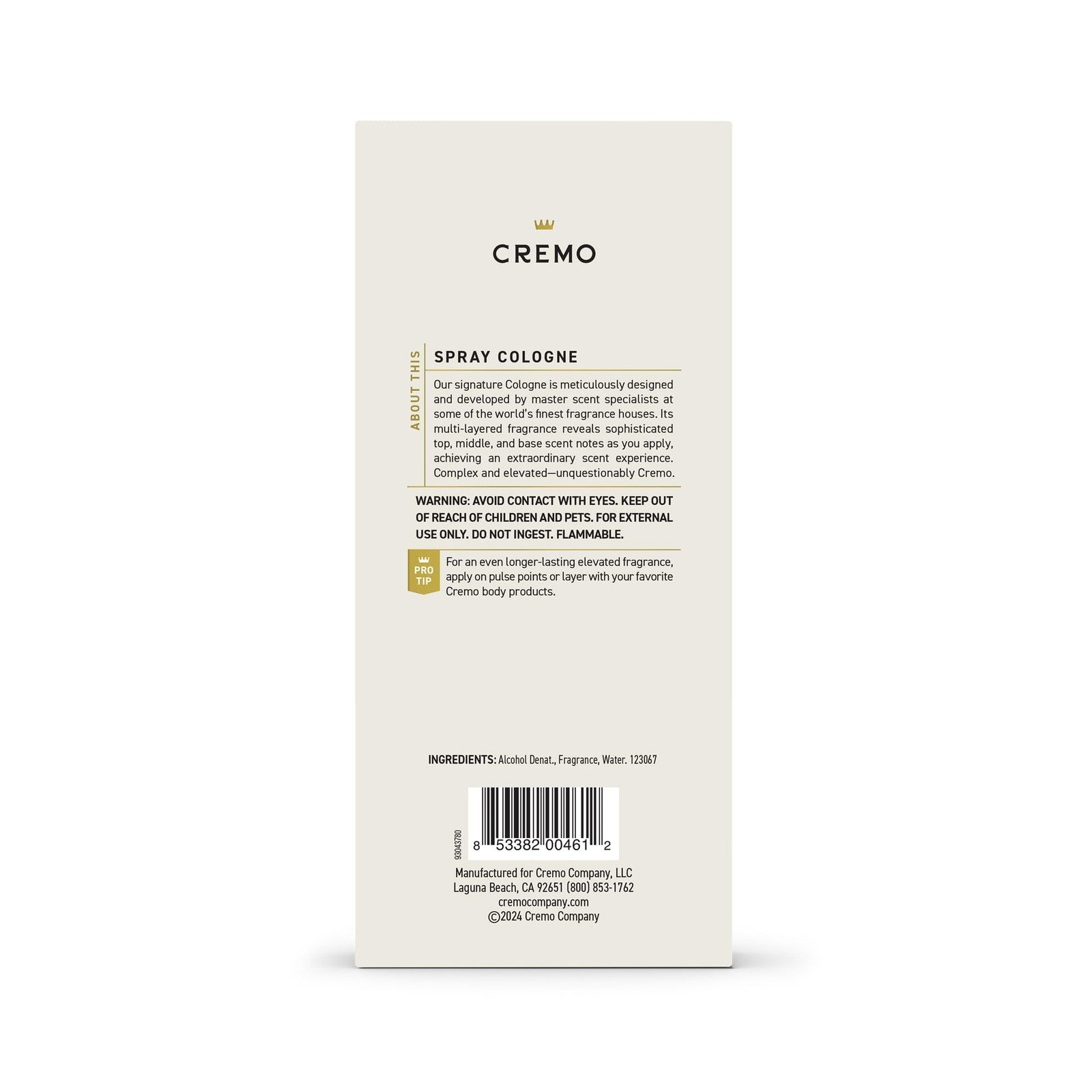 Cremo Blue Cedar & Cypress Cologne Spray, a Woodsy Scent with Notes of Lemon