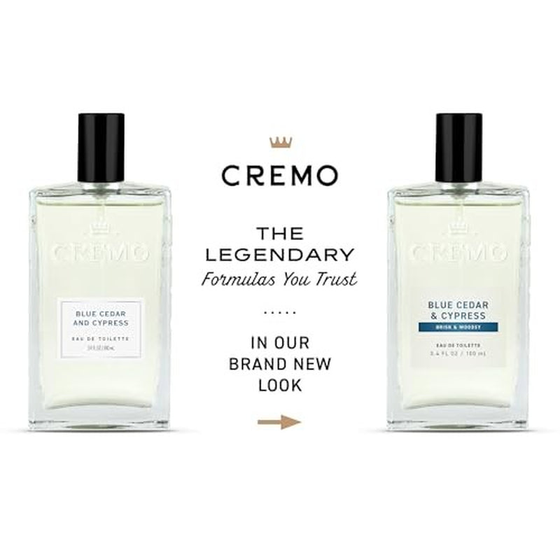 Cremo Blue Cedar & Cypress Cologne Spray, a Woodsy Scent with Notes of Lemon